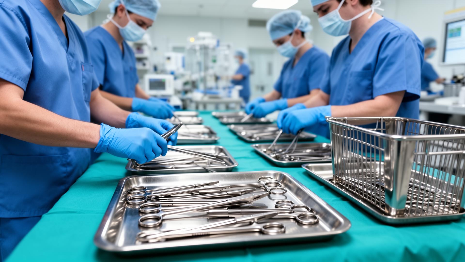 Sterile Processing Department with stainless steel workstations